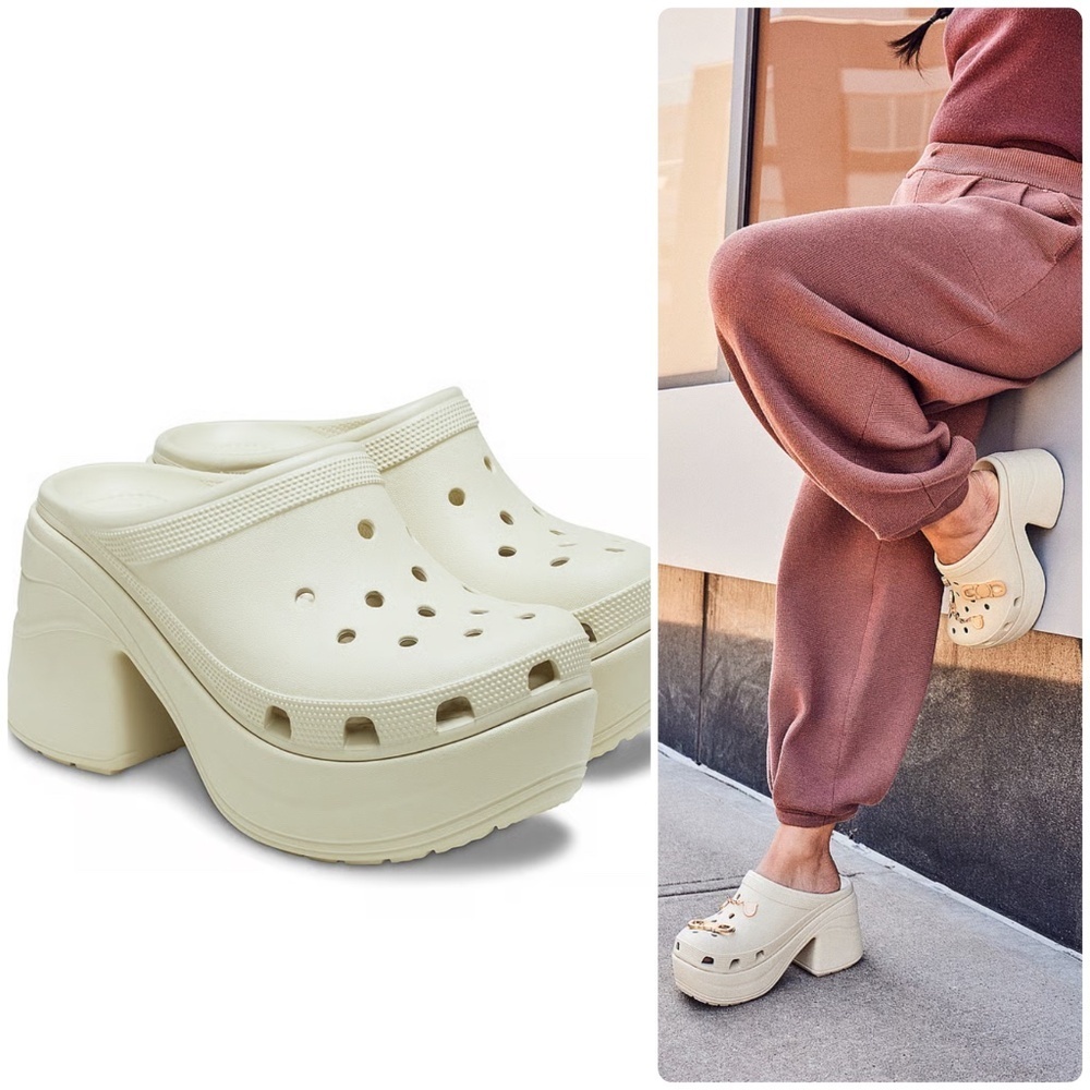 CROCS Women's Siren Clog High-Platform Mules In Bone